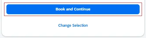 Book and Continue button from the Estimated Total Cost section highlighted