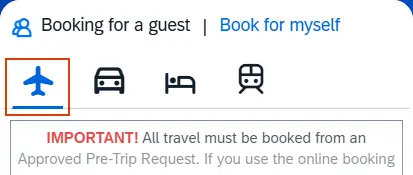 Travel Search widget shows Flight icon highlighted for guest booking
